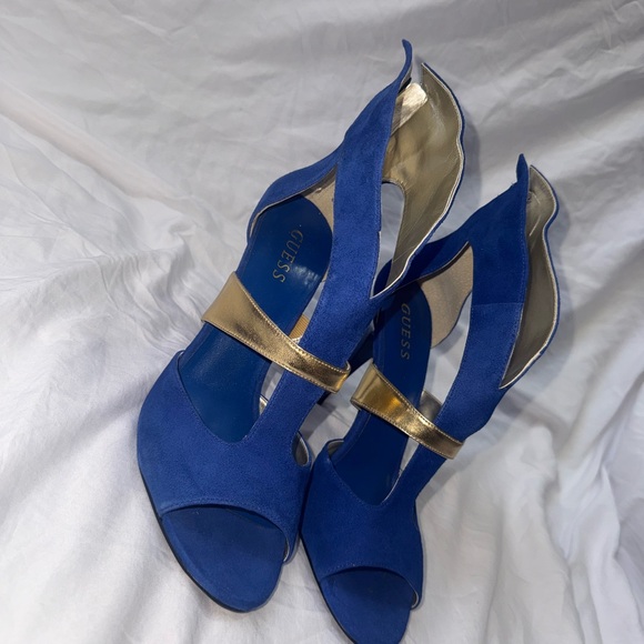 Guess Royal Blue and Gold Heels - Picture 1 of 3